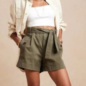 Olive Green Women's Authentic Chino Shorts with Tie Detail Size 4